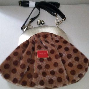 Nicole Lee Hallie tan faux fur with brown polka dots bag NWOT